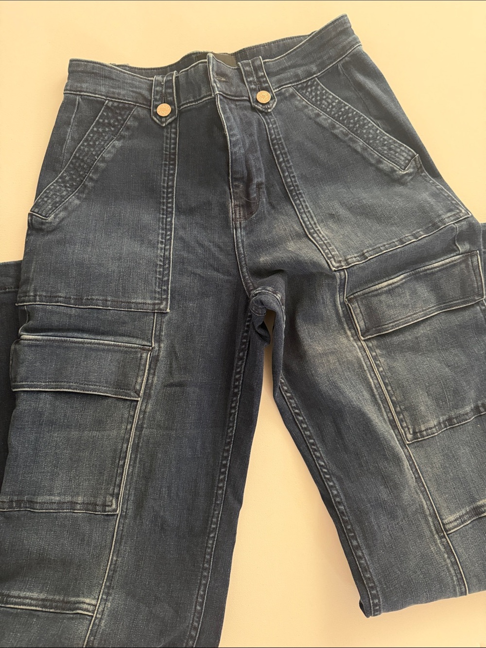 New Cargo Denim Jeans in Faded Blue
